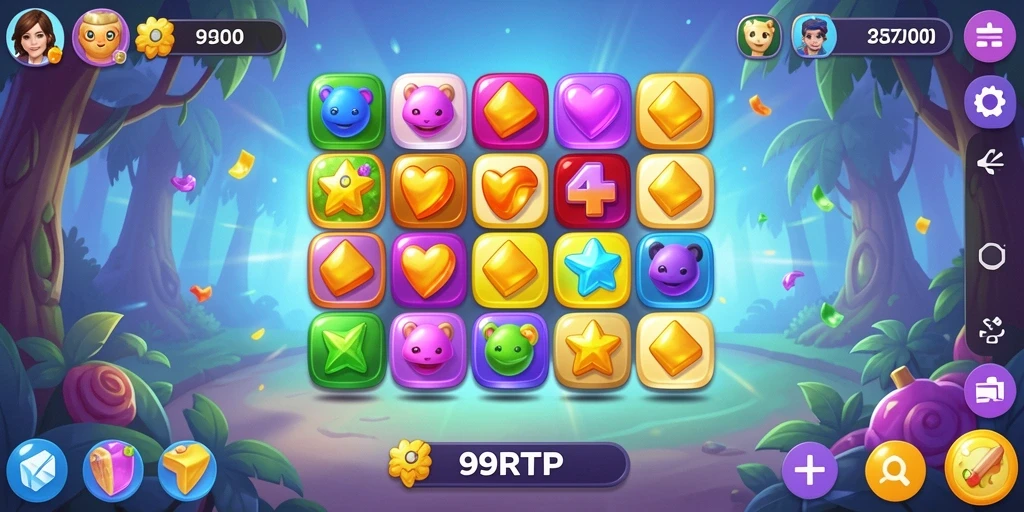 Tampilan gameplay seru dalam 99RTP dengan elemen Match-3.
