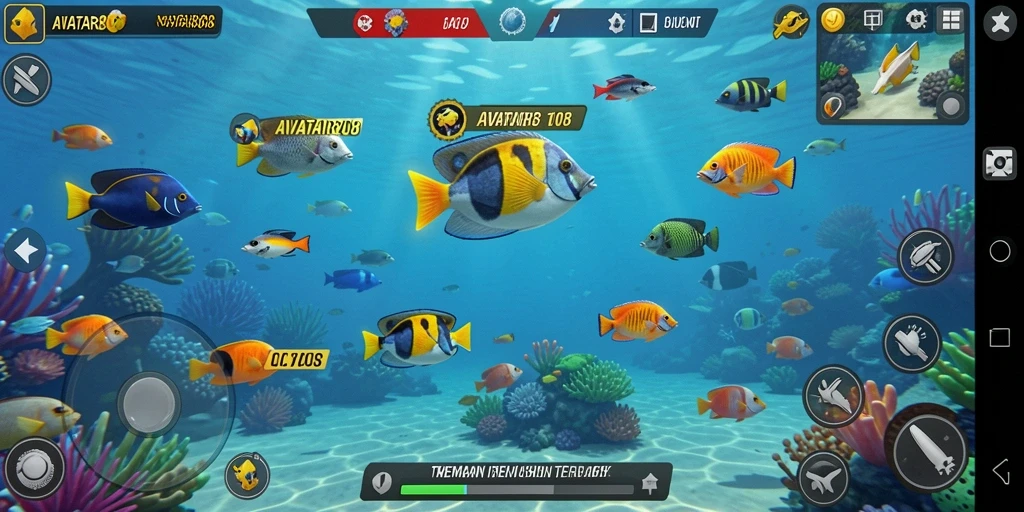 Menggambarkan momen seru dalam gameplay Tembak Ikan di AVATAR808.