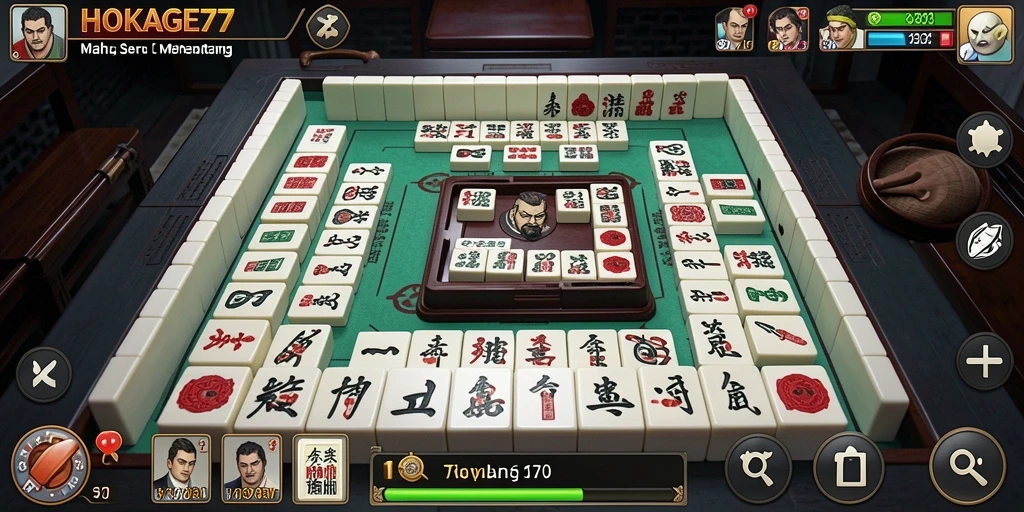 Screenshot utama HOKAGE77 menampilkan gameplay Mahjong yang menarik.