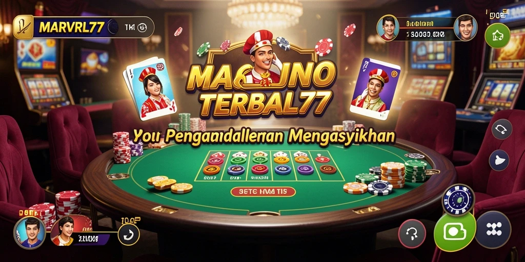 Screenshot MARVRL77 menampilkan suasana permainan Kasino yang menegangkan dan penuh warna.