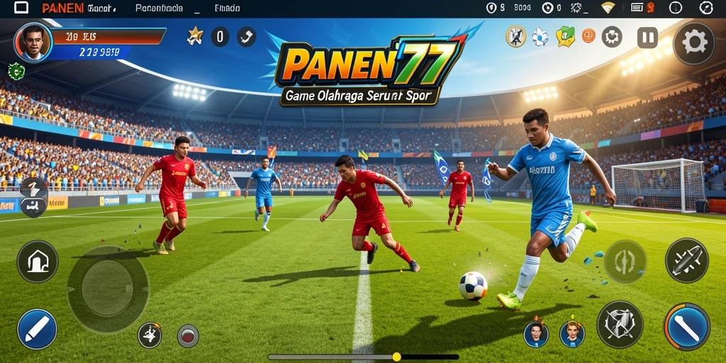 Screenshot PANEN77 menunjukkan aksi seru di lapangan olahraga.