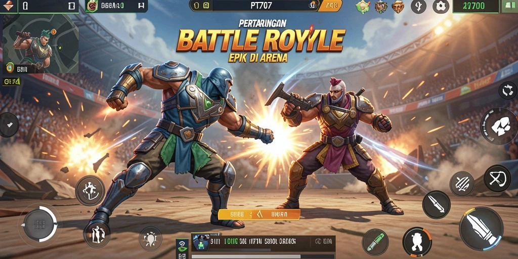 Tangkapan layar dari gameplay PT707 yang menunjukkan aksi intens Battle Royale.