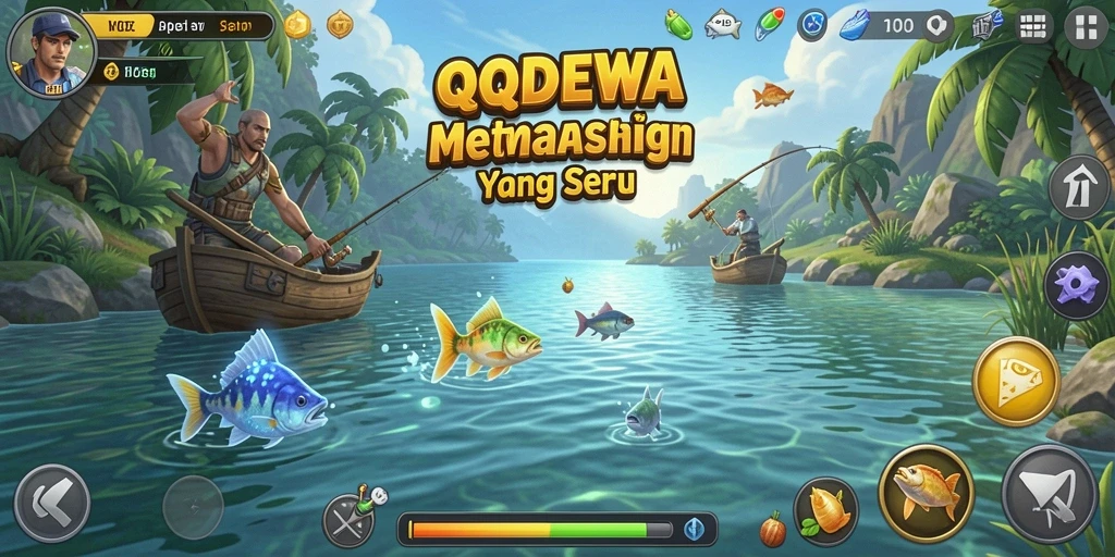 Screenshot QQDEWA menampilkan gameplay memancing yang menarik dan realistis.