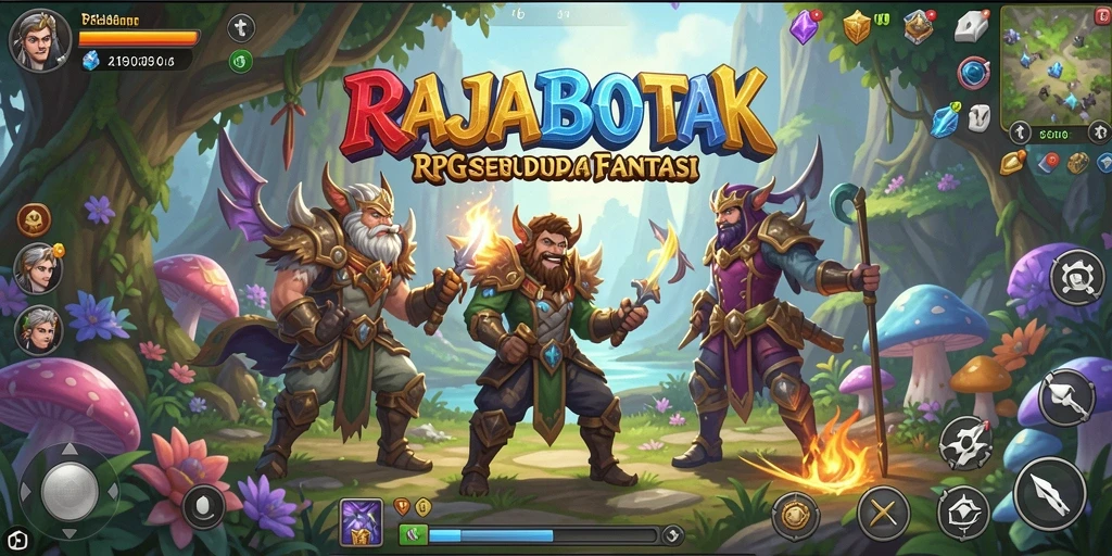 Tampilan gameplay RAJABOTAK dengan pertarungan seru dan karakter menarik.