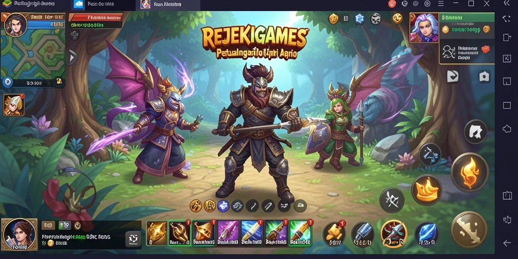 Tangkapan layar gameplay menampilkan pertempuran epik dalam REJEKIGAMES.