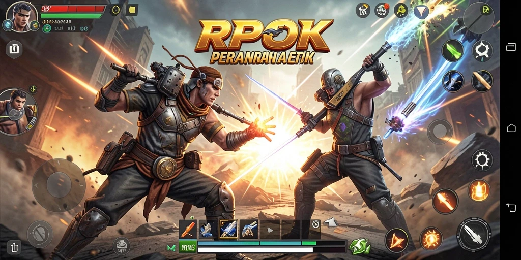 Tampilan gameplay RPOK dengan aksi pertarungan yang intens.