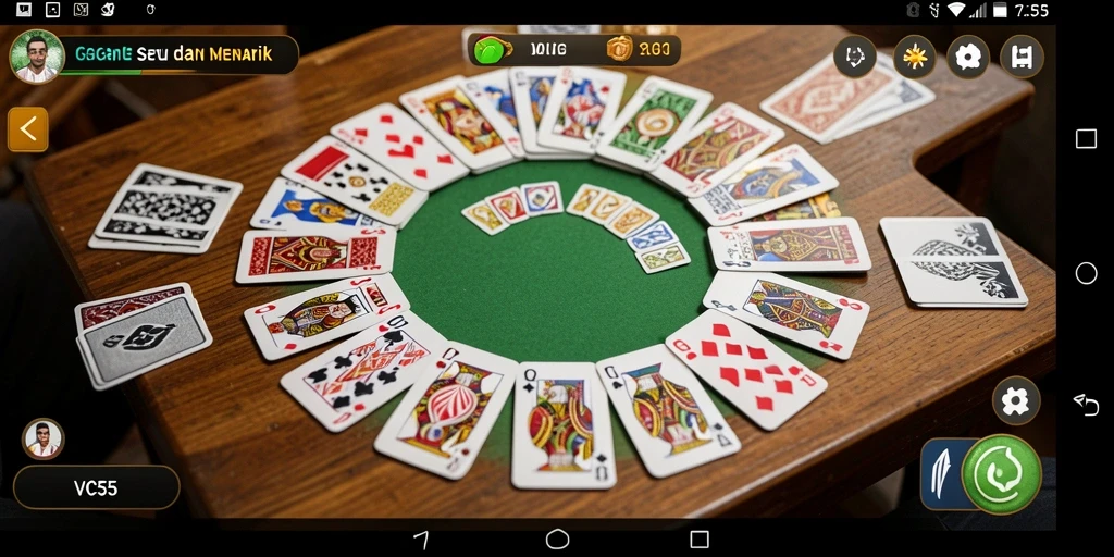 Screenshot gameplay VC55 yang menarik dan seru di tengah permainan Gaple.